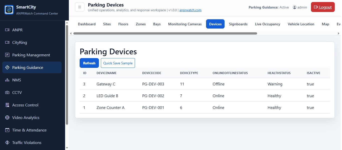 Parking Guidance Devices screenshot